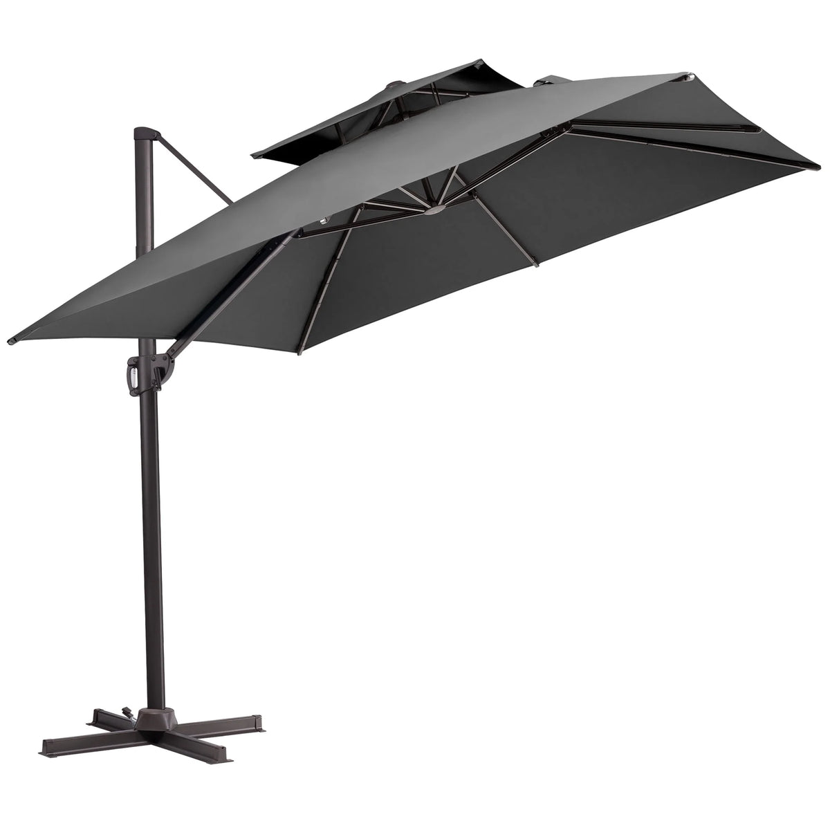Pellebant 10 ft. x 10 ft. Square Double Top Patio Cantilever Umbrella, Navy Blue