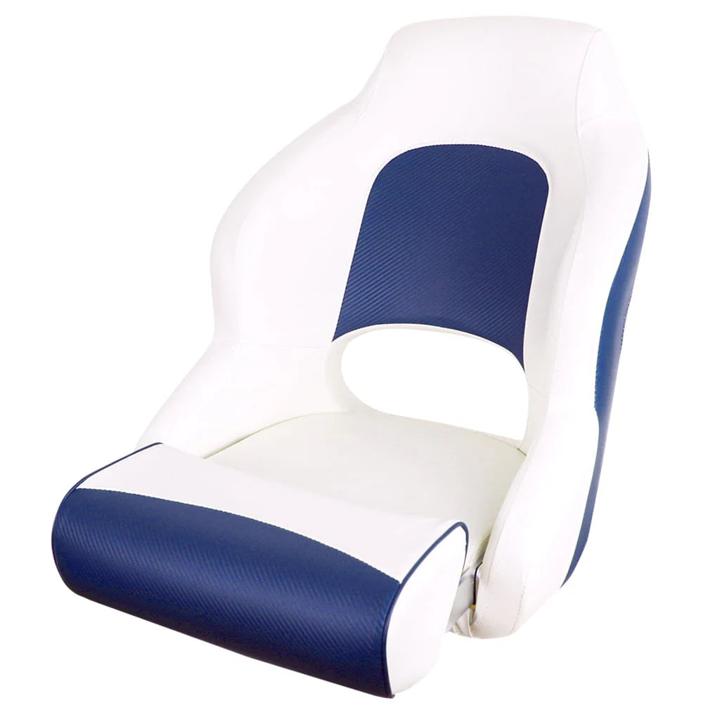 MSC Captain Seat, Sports Seats, Bucket Seats, with Flip up Seat Bolster, White/Blue