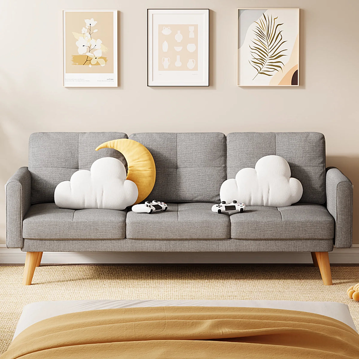 Lofka Sofa Couch with Large Storage Pockets and Soft Seats,Modern Loveseat Sofa for Apartment, Office, Bedroom,Deep Gray