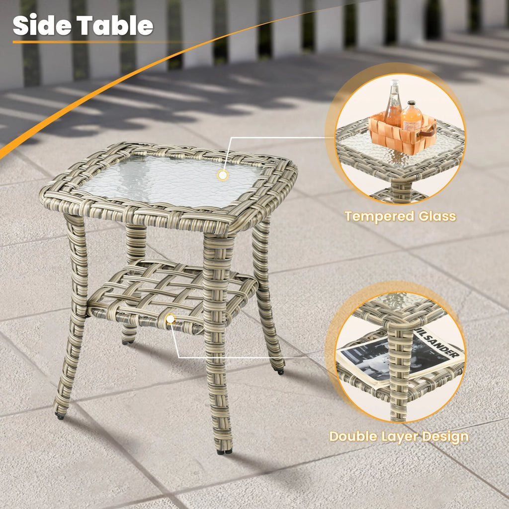 Vcatnet Outdoor Patio Furniture Sets 10 Pieces Sectional Sofa Wicker Conversation Set with Swivel Glider Chairs and Solar Powered Coffee Table for Porch,Backyard,Gray