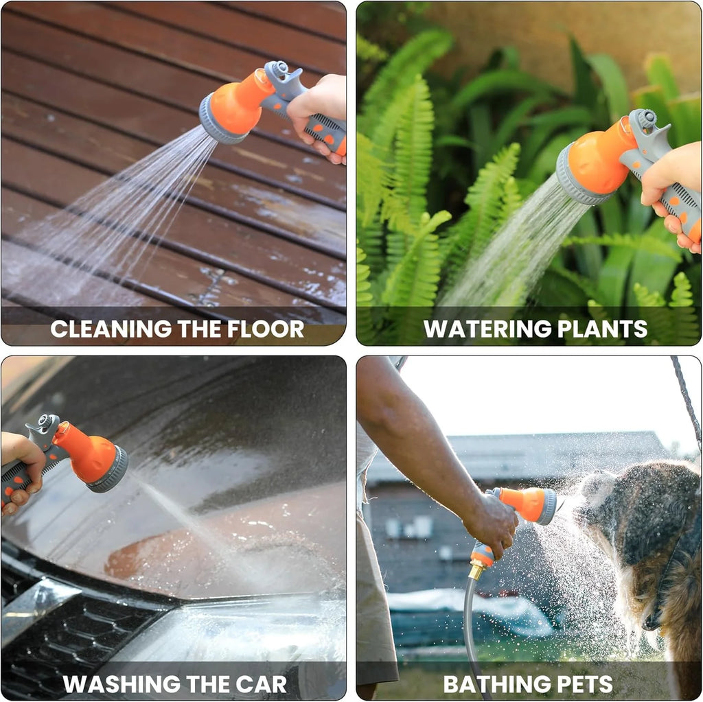 Auto-Retract Wall-Mounted Garden Hose Reel w/9-Pattern Nozzle, 180 Swivel & Any-Length Lock, 600PSI Durable