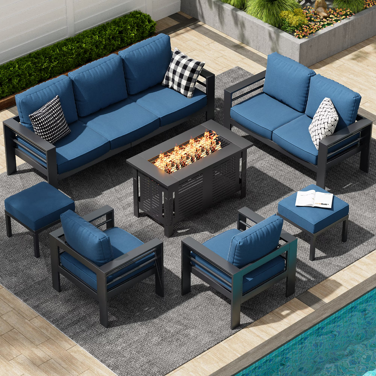 AECOJOY Aluminum Outdoor Furniture Set, 7 Pieces Metal Patio Furniture on sale Outdoor Couch Patio Conversation Set - Light Grey
