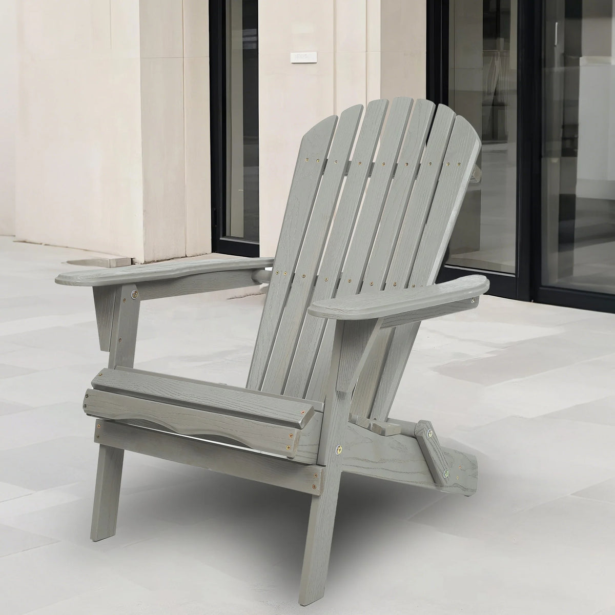 uhomepro Outdoor Adirondack Chairs Set of 2, Folding Fire Pit Chair, Weather Resistant Patio Lawn Chair for Outside Deck Garden Backyard Balcony, Gray