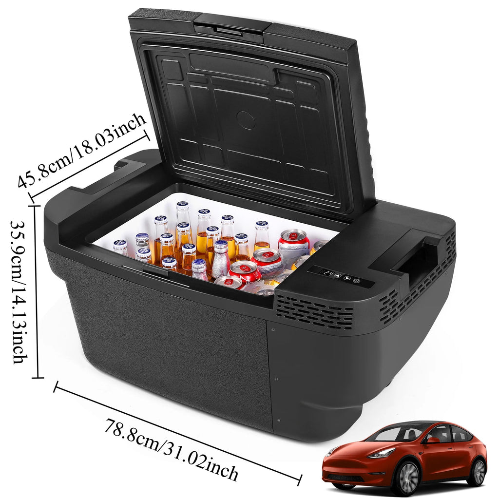 Car Refrigerator for Tesla Model Y 2019-2024 , 37QT(35L) -4 ~68 Car Fridge 12V Refrigerator , APP Control, Trunk Portable Freezer for Camping Tailgating Road Trip
