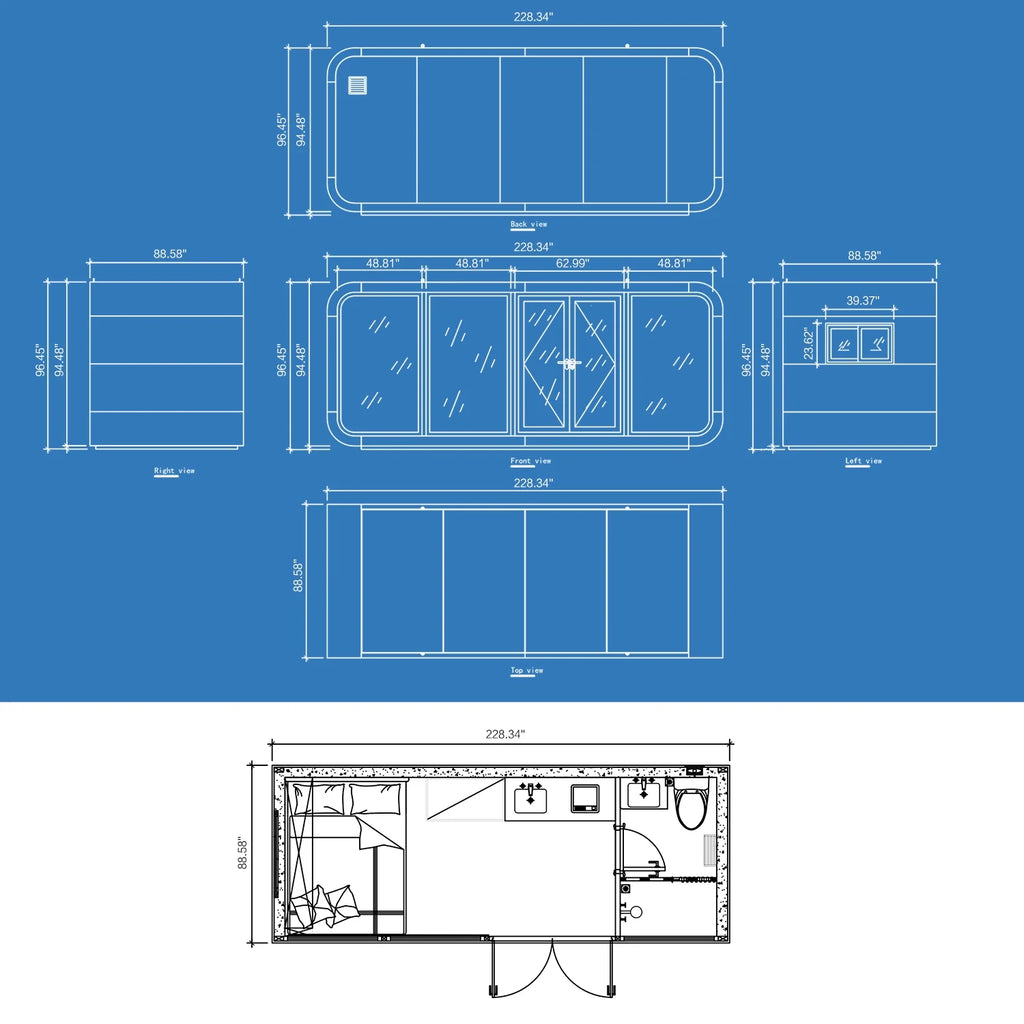 THLAND Luxury modern prefab cabin - 20ft mobile capsule with bedroom, kitchen and bathroom, storm resistant prefab cabin -16 typhoon and 11 earthquake proof mobile cabin for travel and outdoor living
