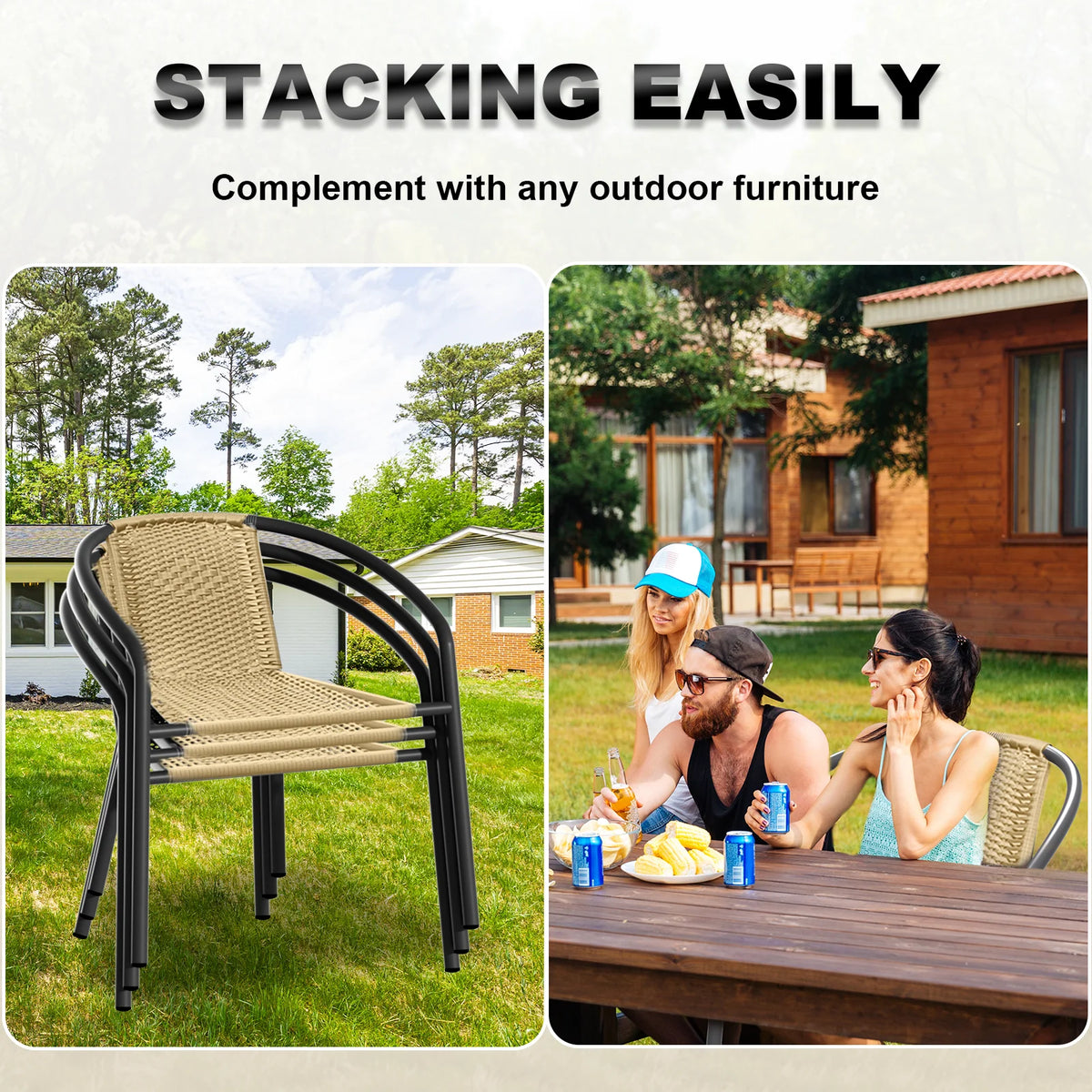 Gaildon Pack Medium Brown Rattan Indoor-Outdoor Restaurant Stack Chair | Versatile and Stylish Seating