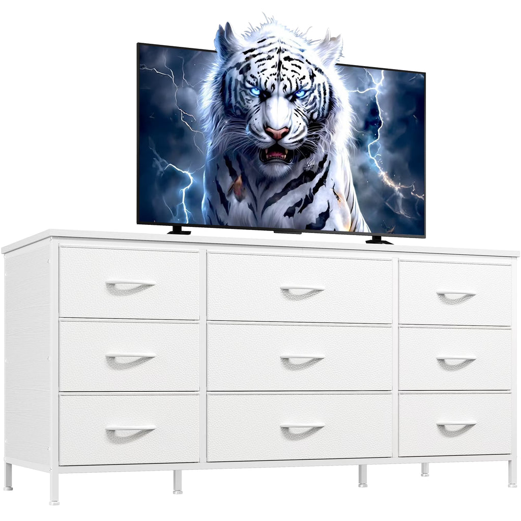 Wide Dresser TV Stand with 9 Drawers Dresser for Bedroom Chests of Drawers for Living Room, Black