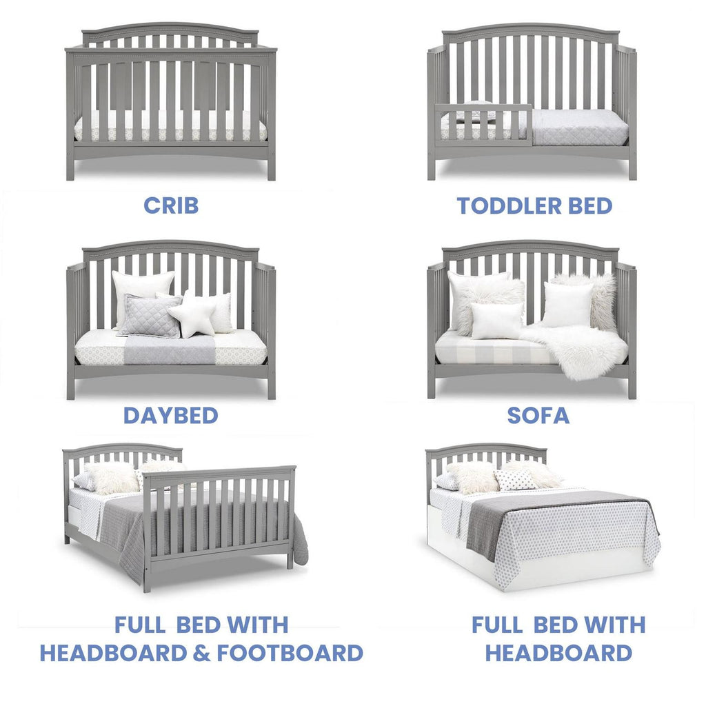 Delta Children Waverly 6-in-1 Convertible Baby Crib. Grey
