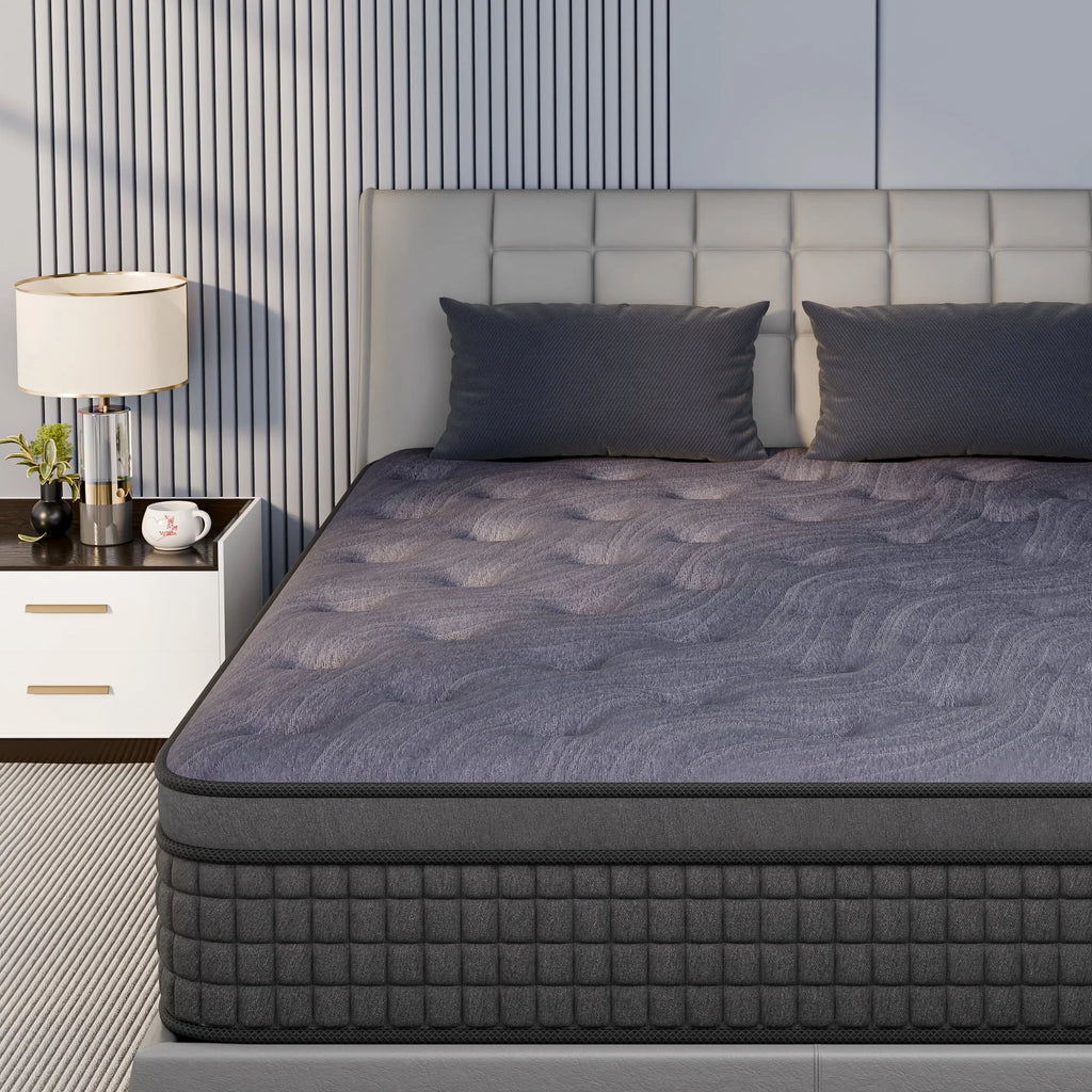 Sailvan Queen Mattress, 12 inch Queen Size Mattress, Hybrid Mattress Queen in a Box, Queen Bed Mattress With Memory Foam & Pocket Spring, Medium Firmness, Edge Support, Gray