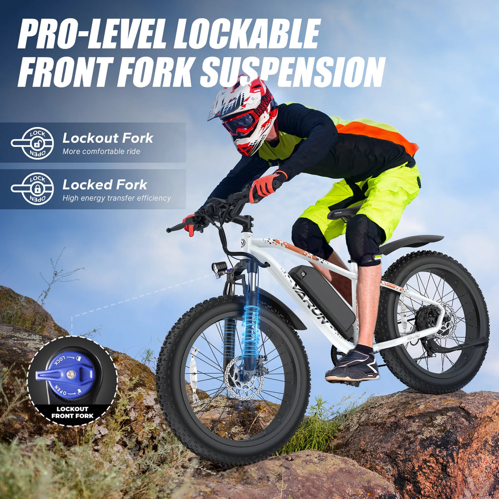 VARUN Electric Bike for Adults, 26" Fat Tire Ebike with Peak 750W 48V 13AH Battery, Electric Mountain Bicycle for Men & Women with 25MPH 50Miles