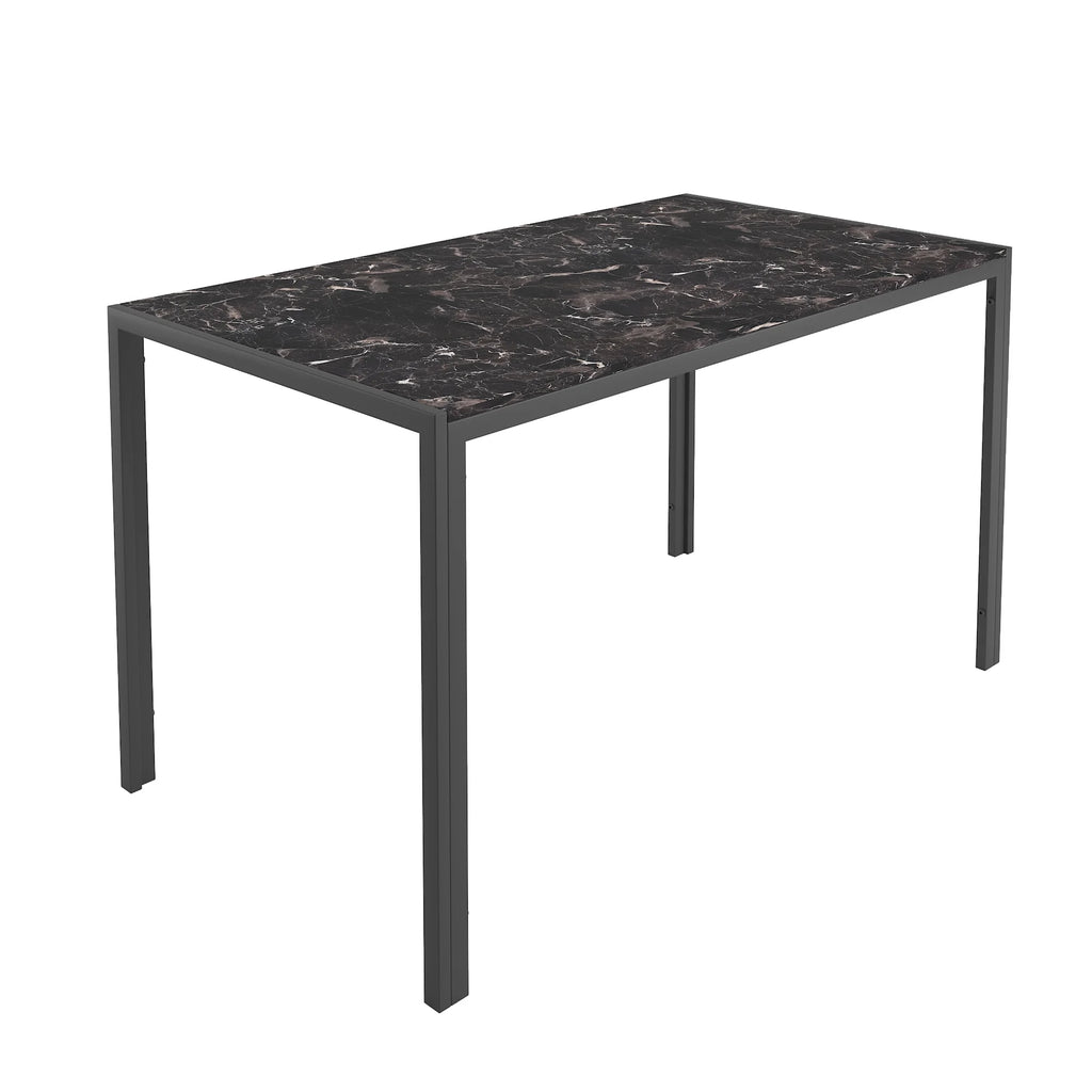 5 Piece Dining Set, Modern Dining Table and Chairs Set for 4, Counter Height Bar Table Set, Modern Pub Table with 4 Velvet Fabric Cushioned Stools, Faux Marble Dining Table & Stools Set, D9297