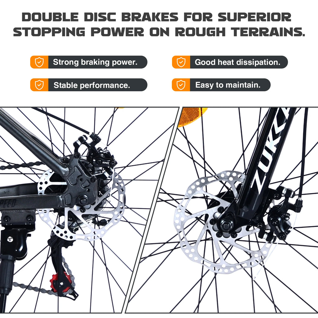 27.5 Inch Mountain Bike, 21 Speed Mountain Bicycle with Front Suspension and Aluminum Alloy Frame for Men Women Boys and Girls, Blue