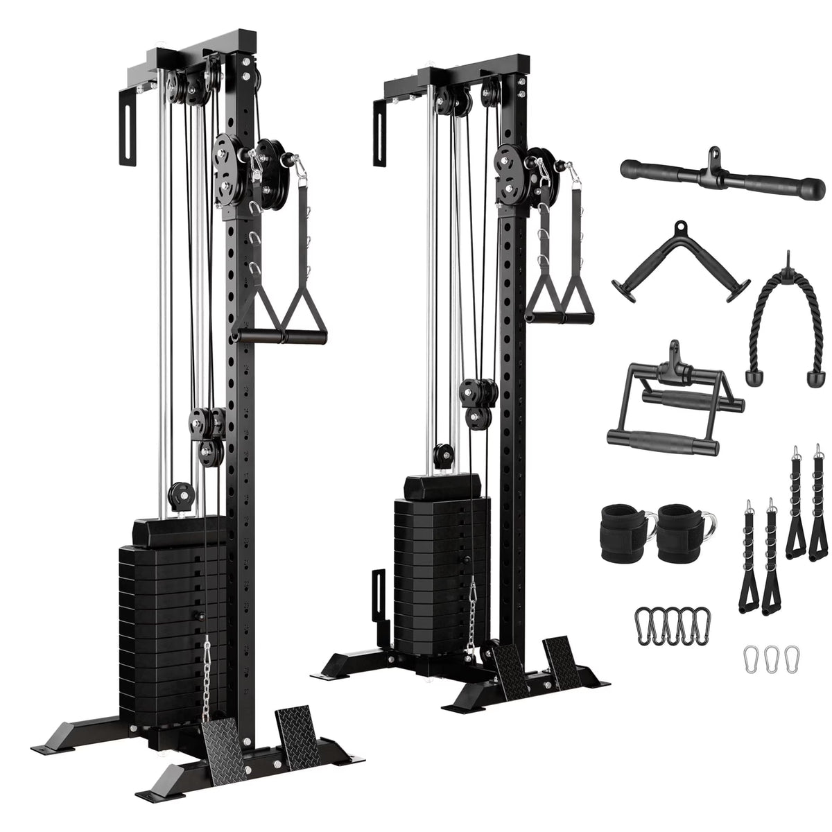 Mikolo Cable Crossover Machine Home Gym, Wall Mount Cable Station with 200LBS Weight Stack,Lat Pull Down Machine with 27 Positions Dual Pulley System