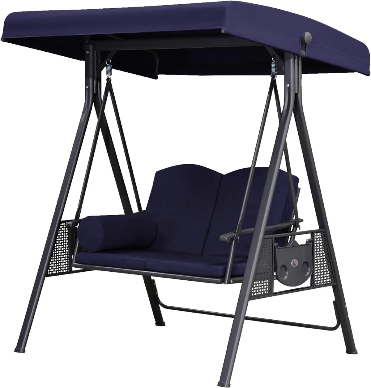PURPLE LEAF 3-Seat Deluxe Outdoor Patio Porch Swing with Weather Resistant Steel Frame, Adjustable Tilt Canopy, Cushions and Pillow Included, Terra