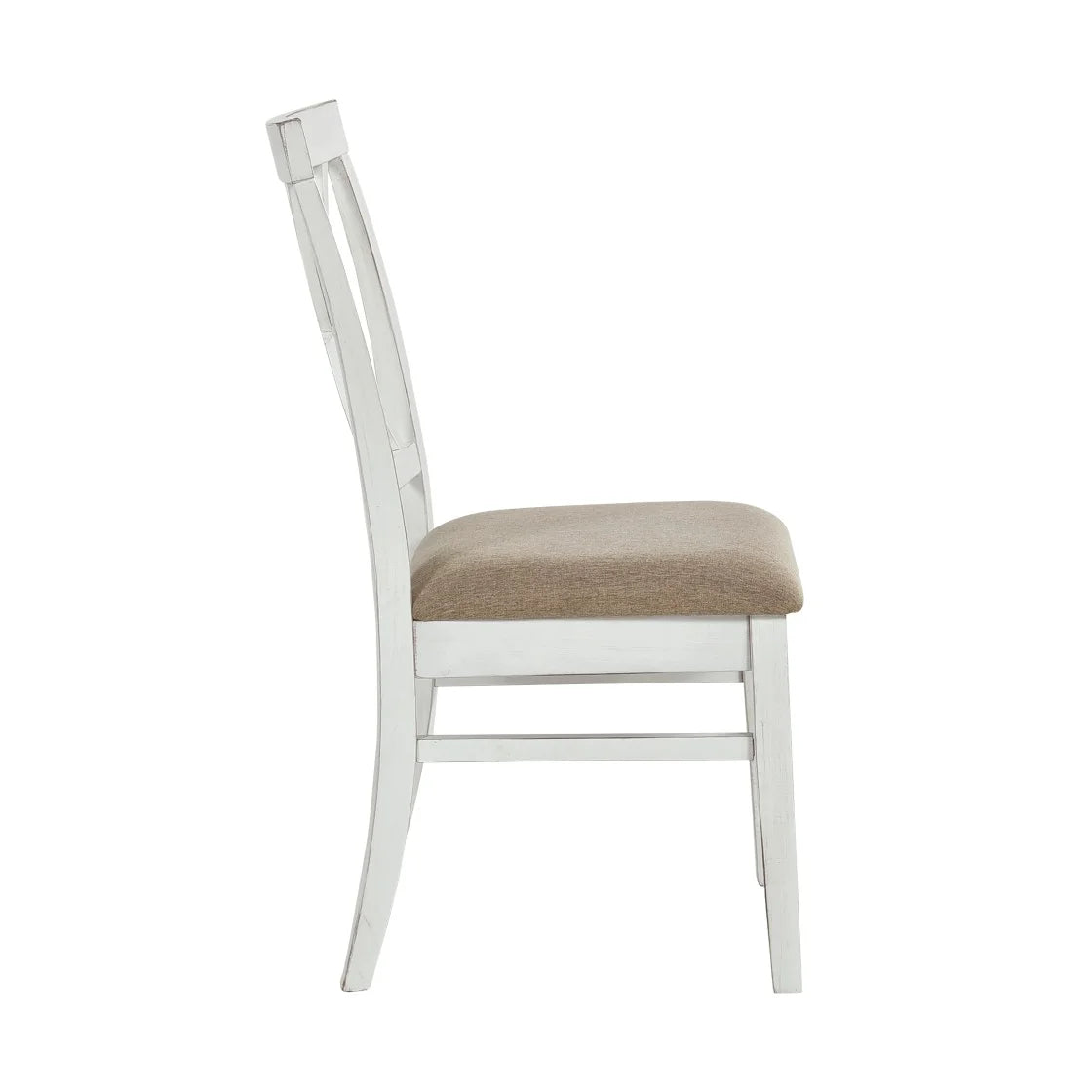 2 PCS Dining Side Chairs Furniture, Fabric Upholstered Seat Dining Chairs with X-Back Design, Wooden Cross Back Chairs for Dining Room, Bedroom and Kitchen, White and Oak Finish