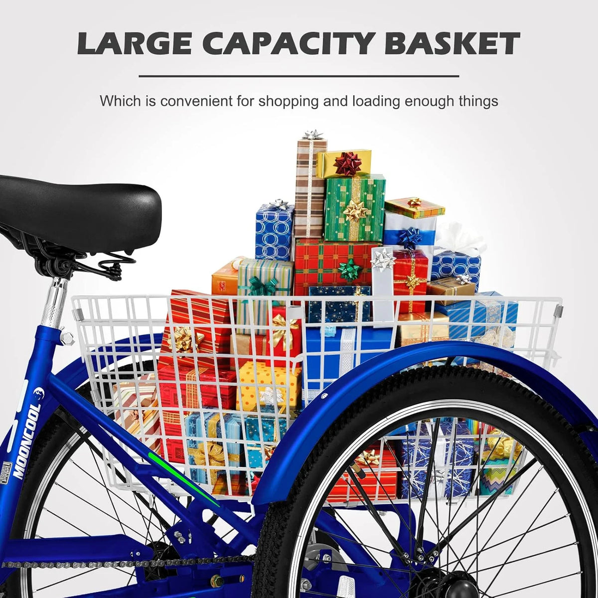 FICISOG 7 Speed Adult Tricycle for Women, 20/24/26 Inch Adult Trike with Basket, 3 Wheel Bikes for Adults Seniors, Cruise Trike for Shopping Picnic