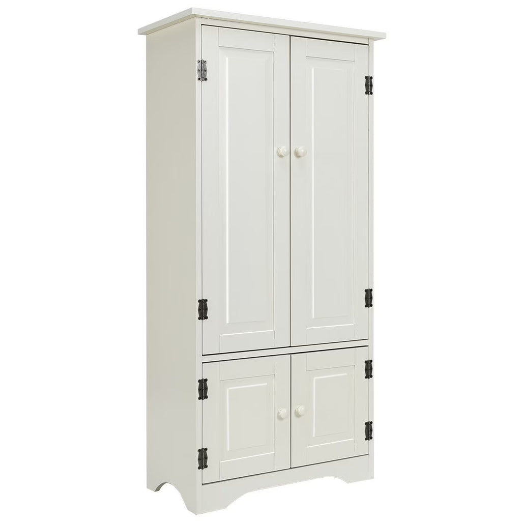 Costway Accent Storage Cabinet Adjustable Shelves Antique 2 Door Floor Cabinet Cream White