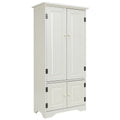 Costway Accent Storage Cabinet Adjustable Shelves Antique 2 Door Floor Cabinet Cream White