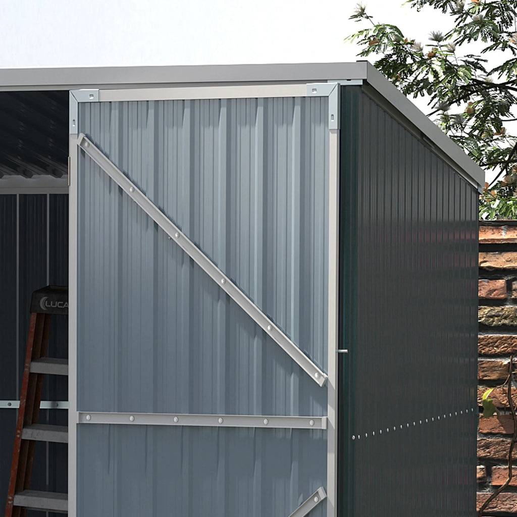 Outsunny Metal Outdoor Storage Shed with Lockable Doors, 3.3' x 3.4', Brown