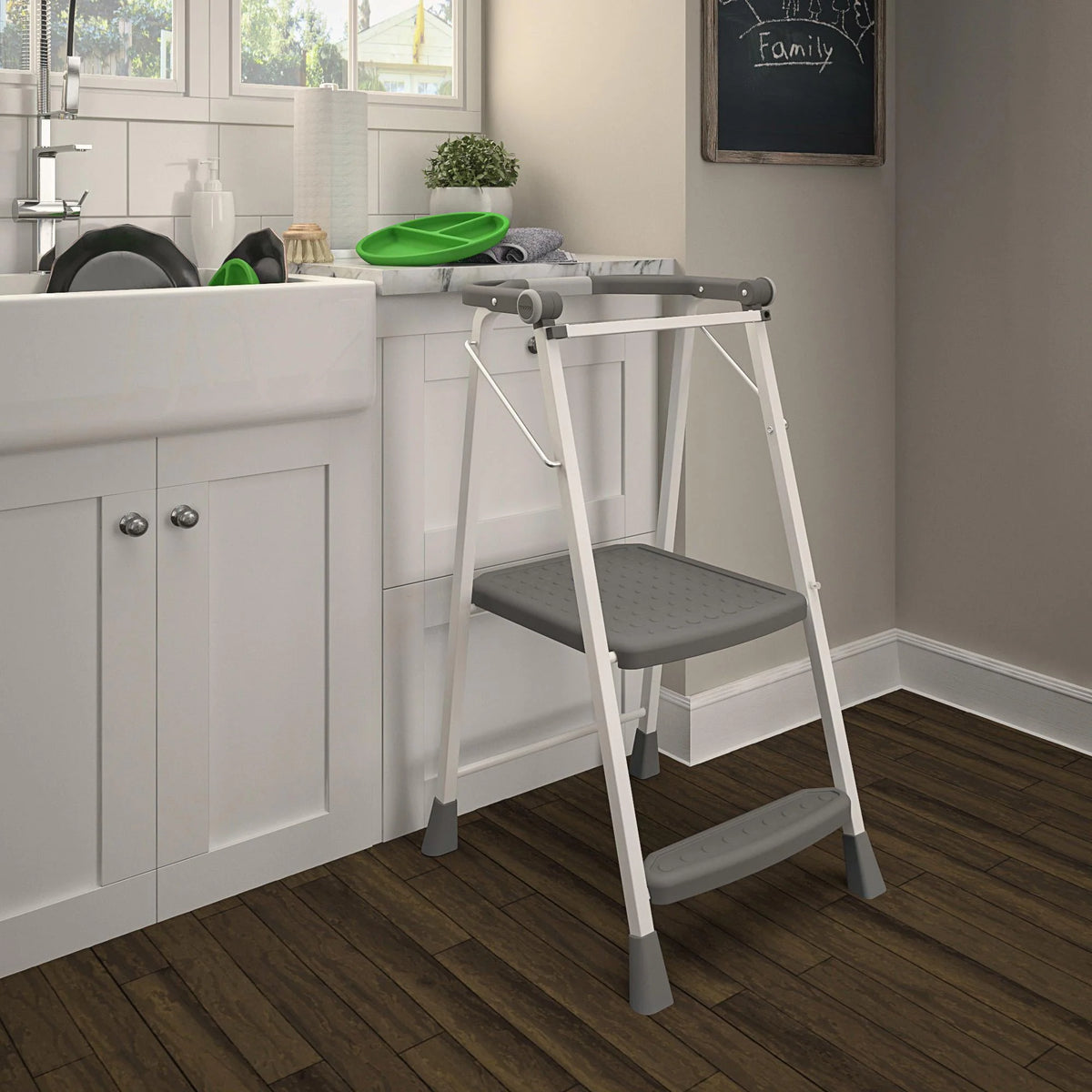 COSCO 2-Step Kitchen Stepper Adult Folding Step Stool, Kids Folding Helper (Steel/Resin)