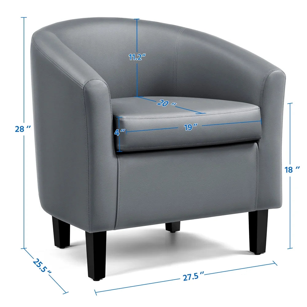 Yaheetech Faux Leather Accent Arm Chair For Living Room, Black