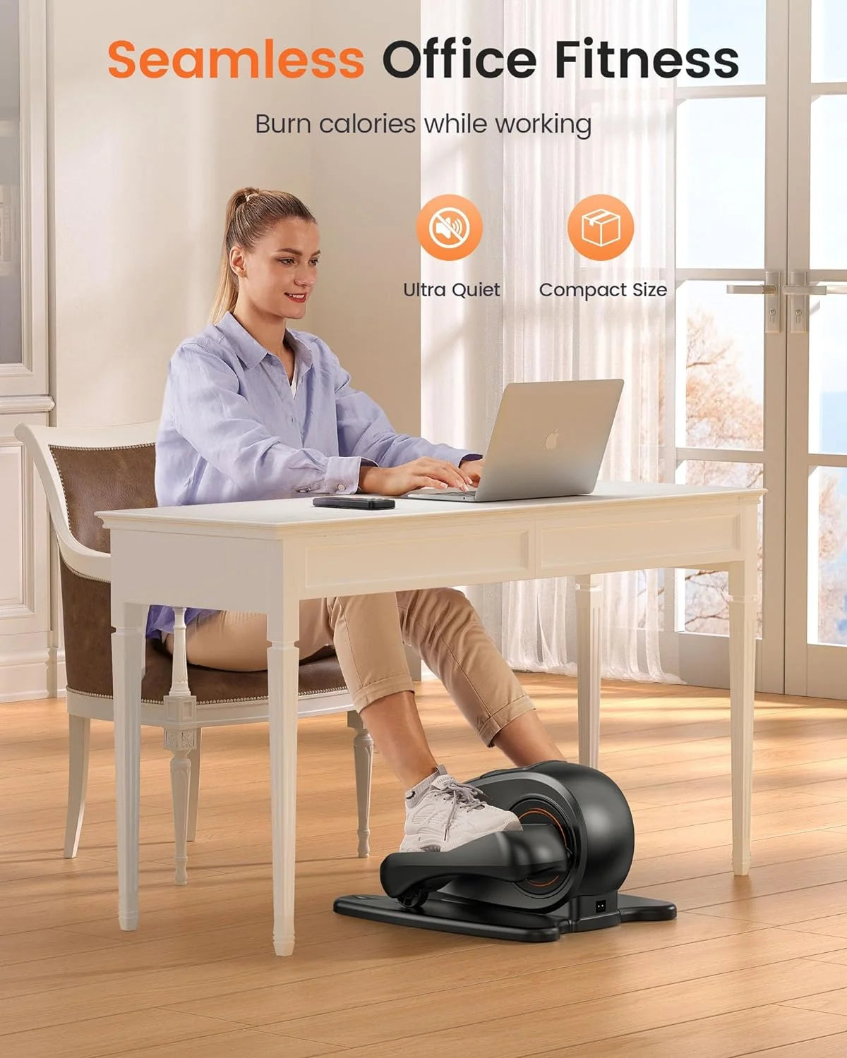 UPGO Under Desk Ellipticals Electric, Elipse Leg Pedal Exerciser for Seniors Fully Assembled, Seated Pedal Exerciser with Remote Control & Non-Slip Pedals