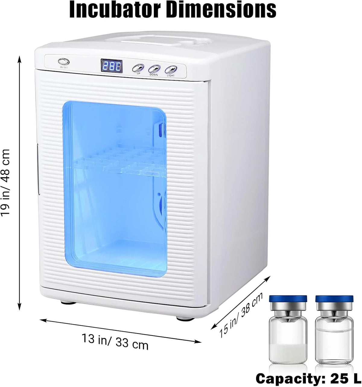 Garvee 25L Reptile Incubator for Hatching Eggs - Portable Scientific Laboratory Incubator, Temperature Controlled 10C-60C for Small Reptiles, Cooling and Heating Digital Incubator, 12V/110V Black