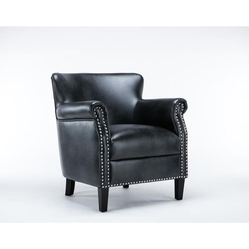 Comfort Pointe Holly Navy Blue Faux Leather Club Chair with Nail Head Trim
