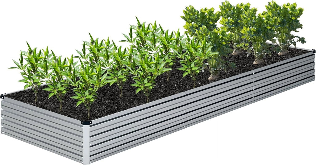 2PCS 12x2x1FT Galvanized Raised Garden Bed Kit,Vegetable Boxes-Rectangle Metal Flower Box,Large Planter Raised Beds Outdoor Garden for Planting,Fruit,Herb-Black