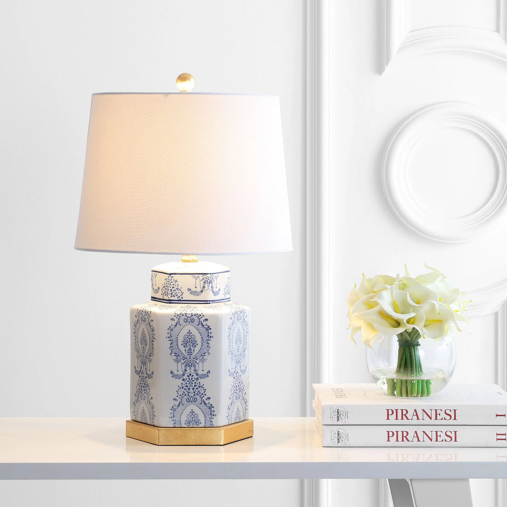 Safavieh Bodin Traditional 23 in. H Table Lamp, Blue/White, Set of 2