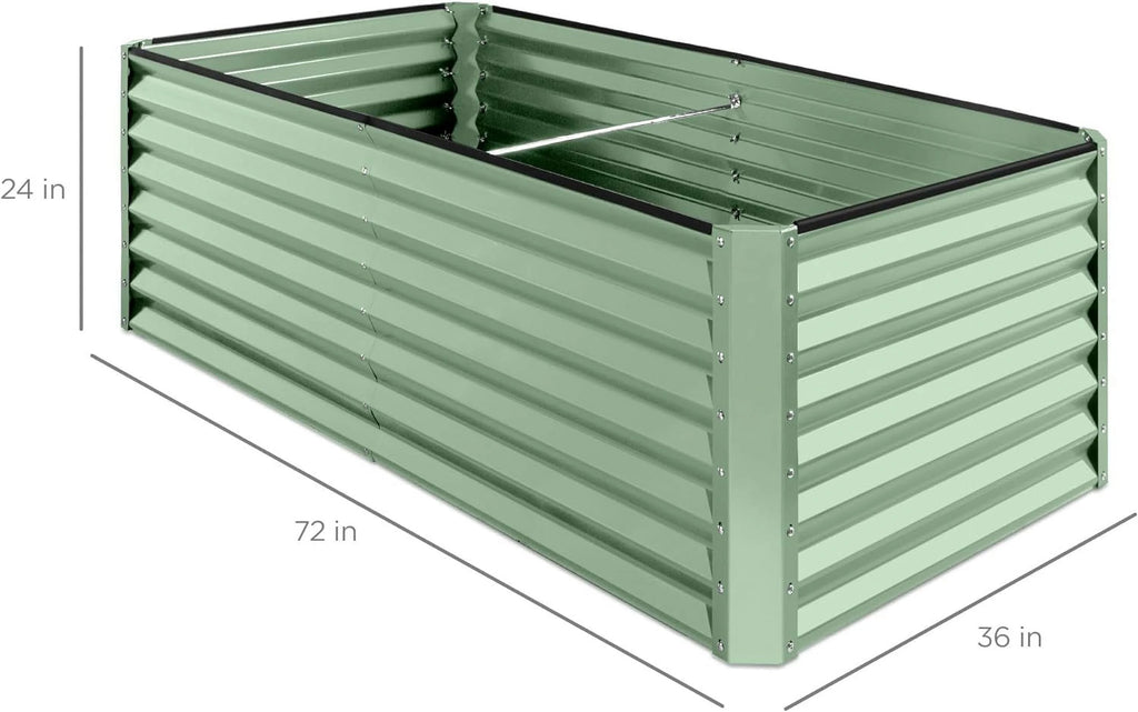Gloaa 6x3x2ft Outdoor Metal Raised Garden Bed, Deep Root Box Planter for Vegetables, Flowers, Herbs, and Succulents w/ 269 Gallon Capacity Sage Green