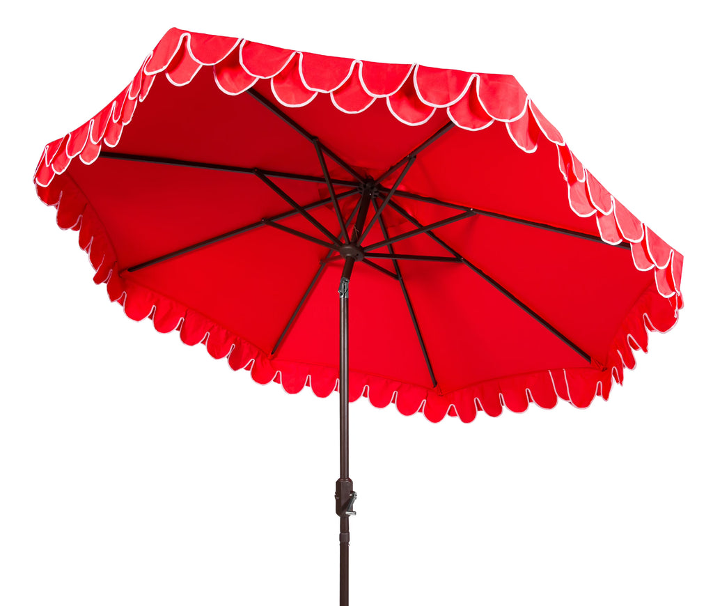 SAFAVIEH Outdoor Collection Elegant Valance 9-Foot Tilt Umbrella Navy / White
