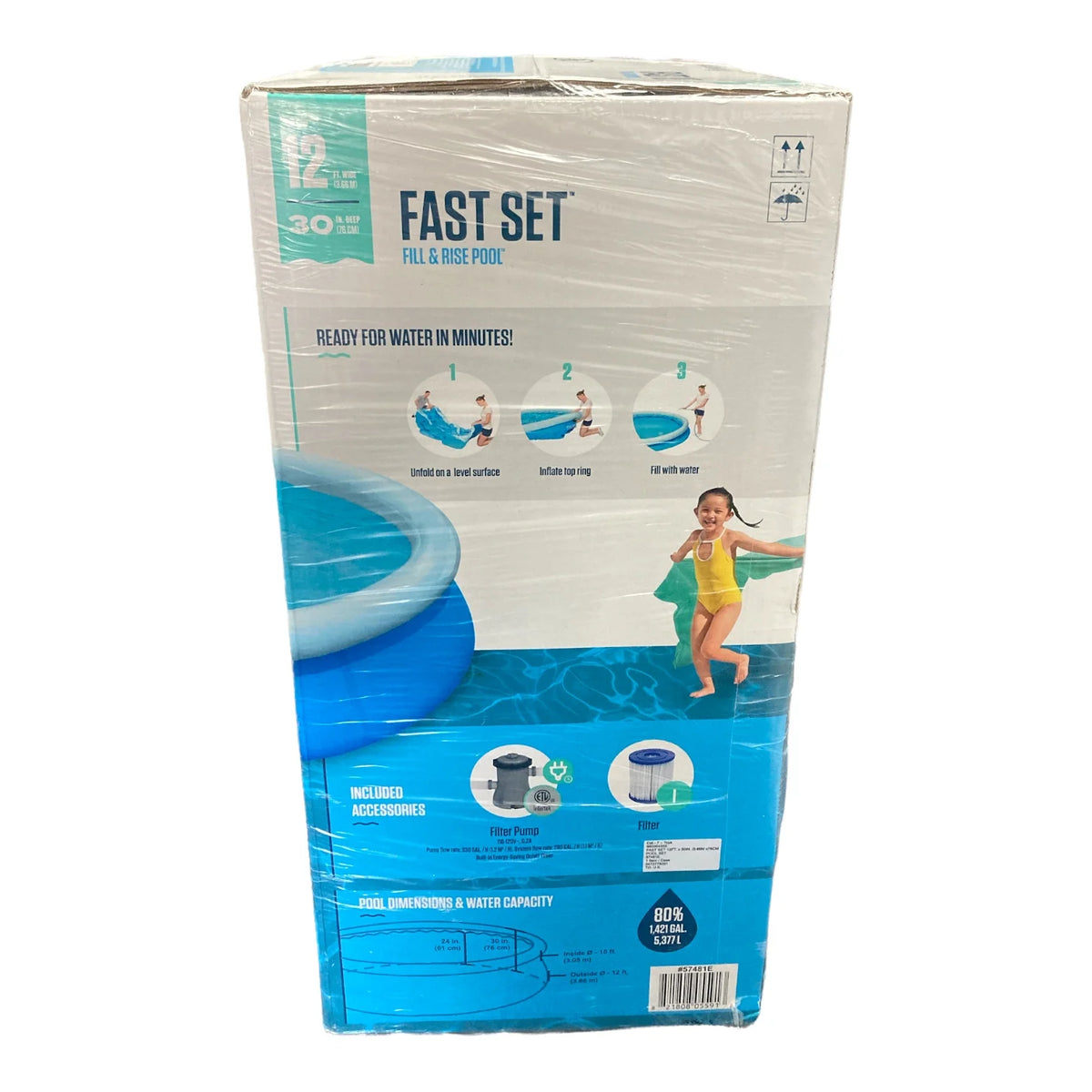 Bestway Fast Set 12ft X 30in Round Inflatable Pool Set