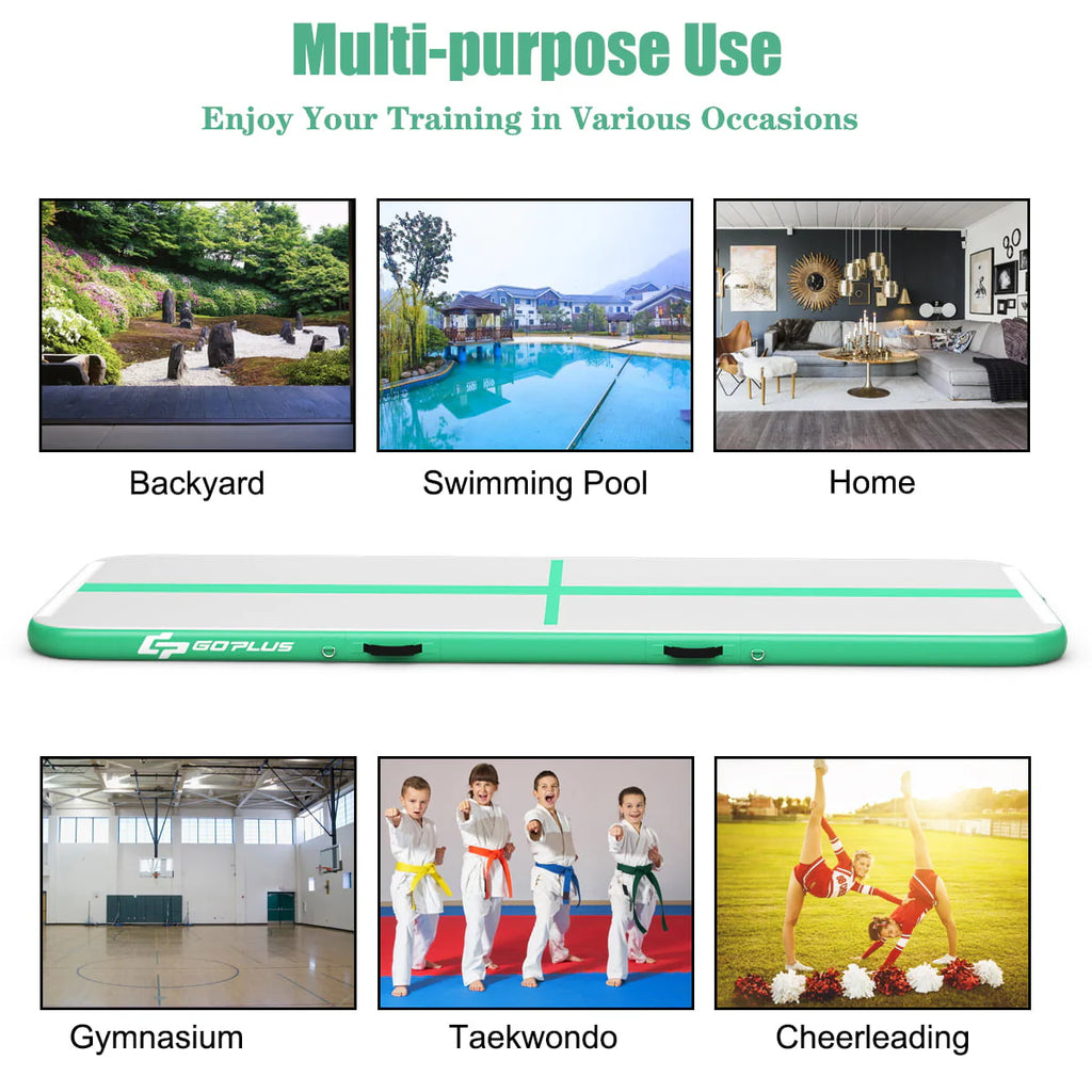 Goplus 13FT Air Track Inflatable Gymnastics Tumbling Mat w/ Pump Green