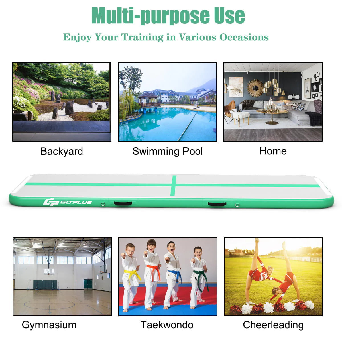 Goplus 13FT Air Track Inflatable Gymnastics Tumbling Mat w/ Pump Green