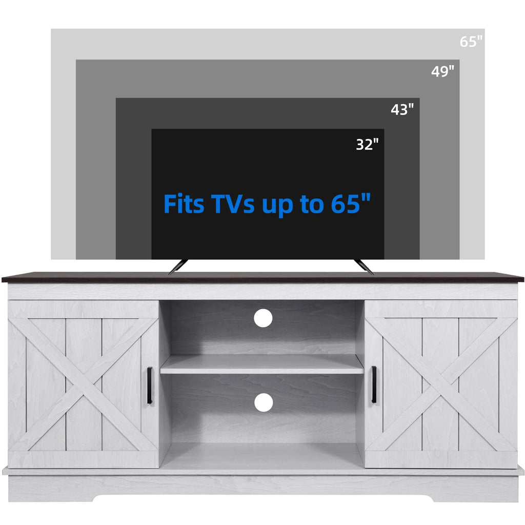 Dextrus Farmhouse TV Stand for 65 inch TV, Entertainment Center for Living Room, TV Media Console Cabinet, Grey Wash