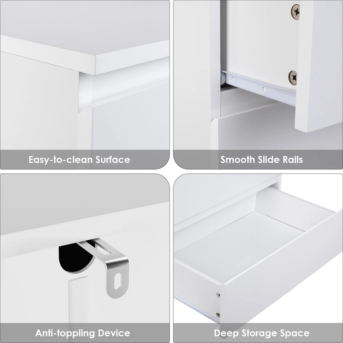 Homfa 5 Drawer White Dresser, Modern Storage Cabinet for Bedroom,Tall Chest of Drawers for Living Room