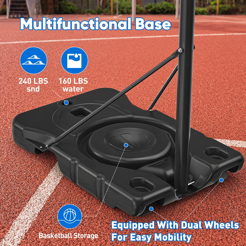 Edx 6.1ft-10ft Adjustable Height 44" Shatterproof Outdoor Portable Basketball System (Adult)