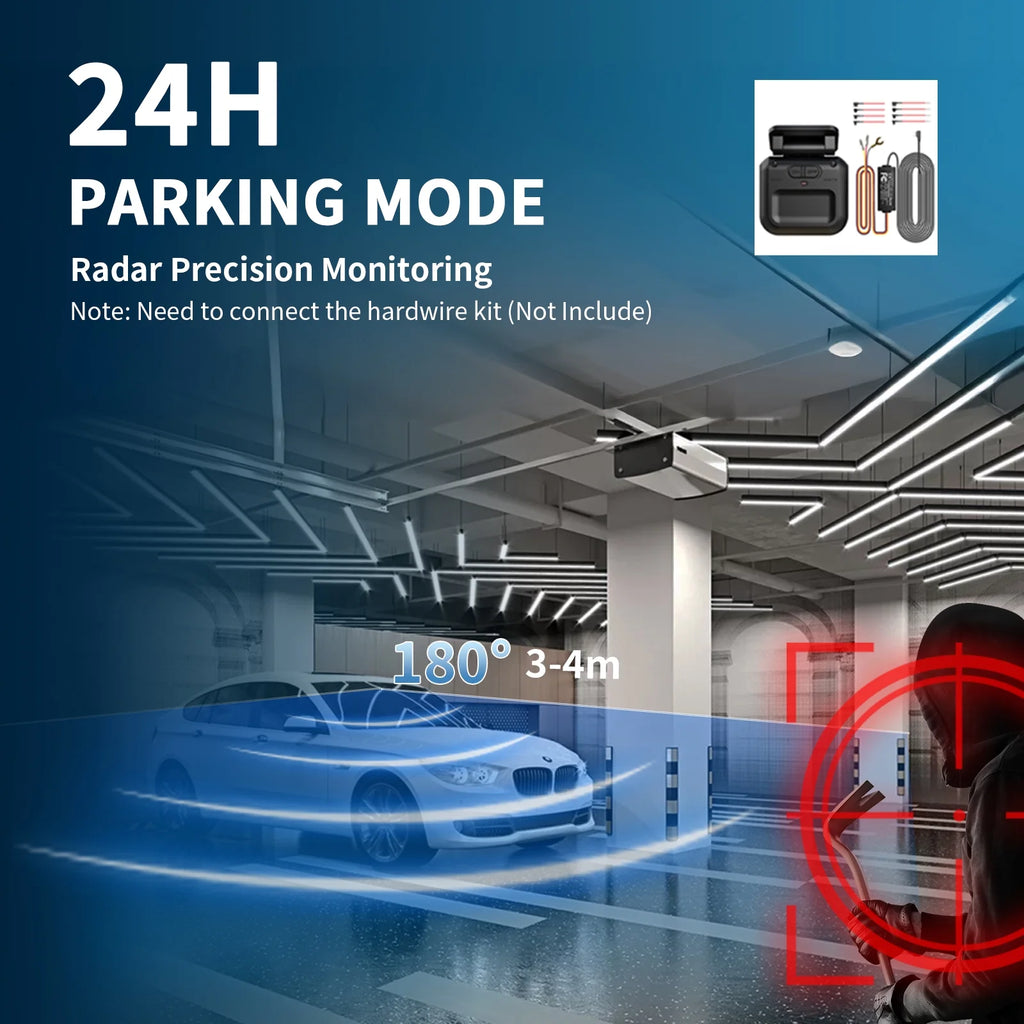 HUPEJOS Dash Cam 4 Channel, 360 Car Camera with 64GB Card, Voice Control, 2K/1080P Dashcam for Car Front and Rear Inside, IR Night Vision, WiFi & APP Supported, Parking Mode, 3.16" IPS Screen