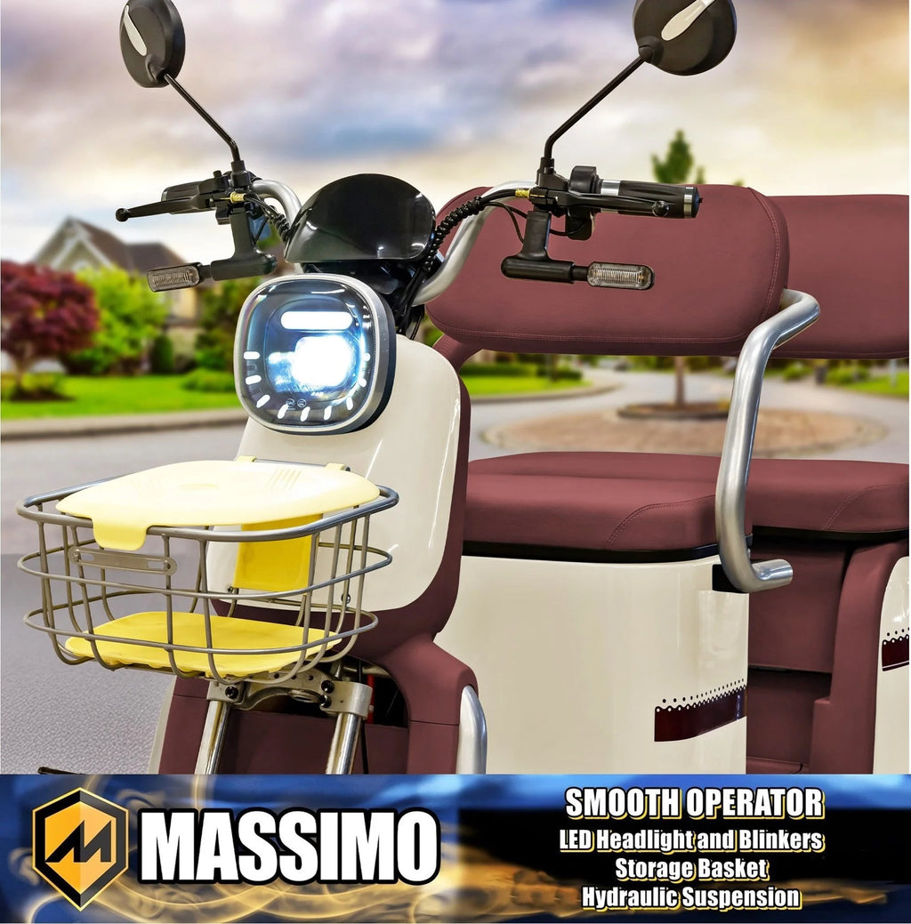 Massimo MGC E-Trike 3-Wheel Electric Cart 17 MPH, 2-Seater Adult Scooter Blue