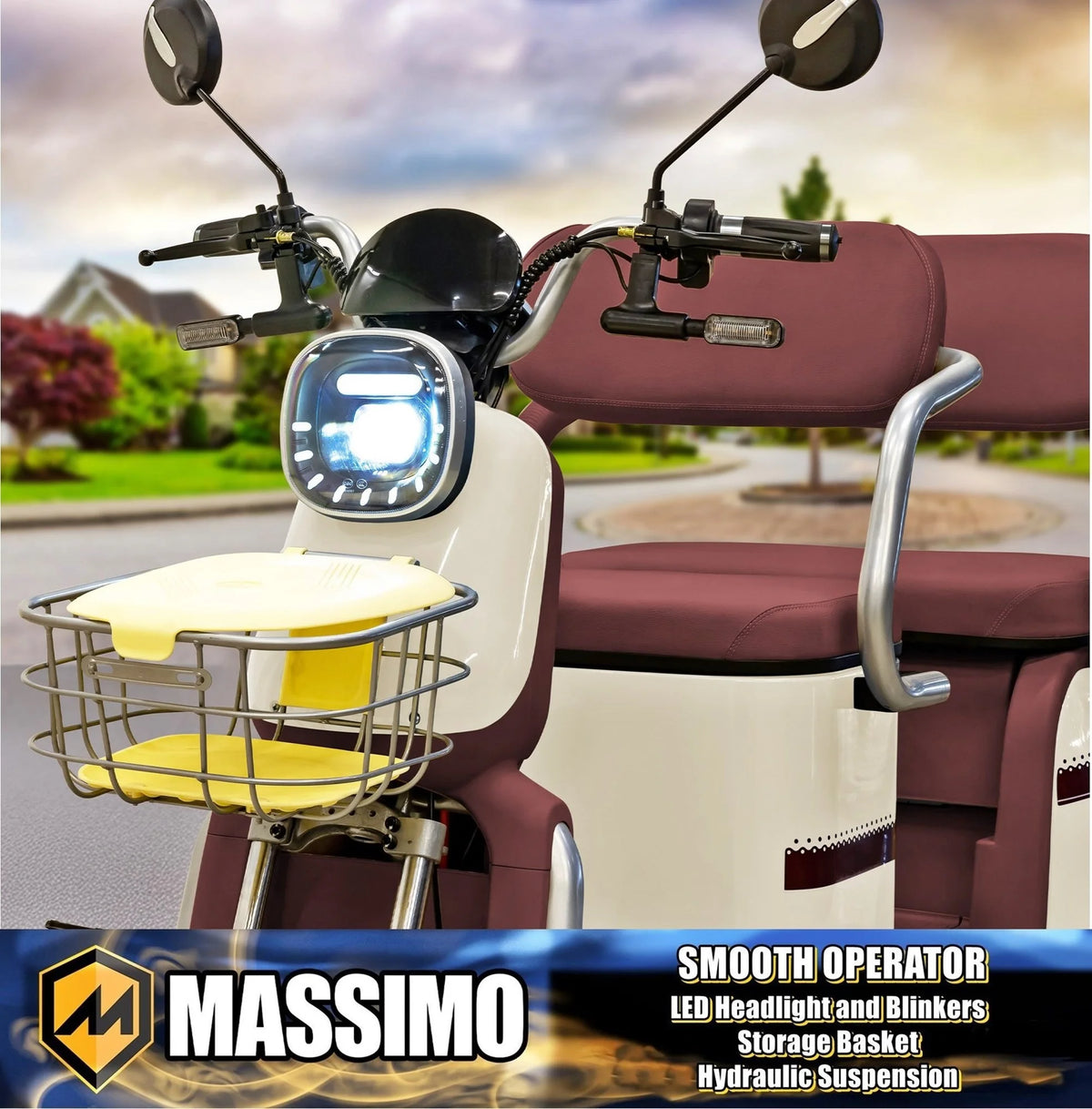 Massimo MGC E-Trike 3-Wheel Electric Cart 17 MPH, 2-Seater Adult Scooter Blue