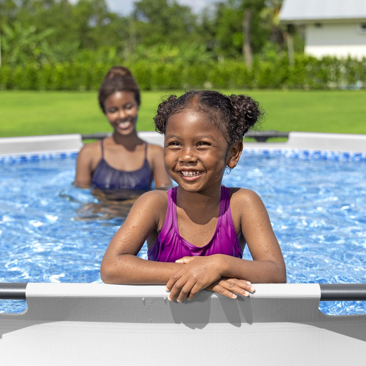 Open Box Bestway Steel Pro MAX 12' x 30" Above Ground Swimming Pool Set, Gray