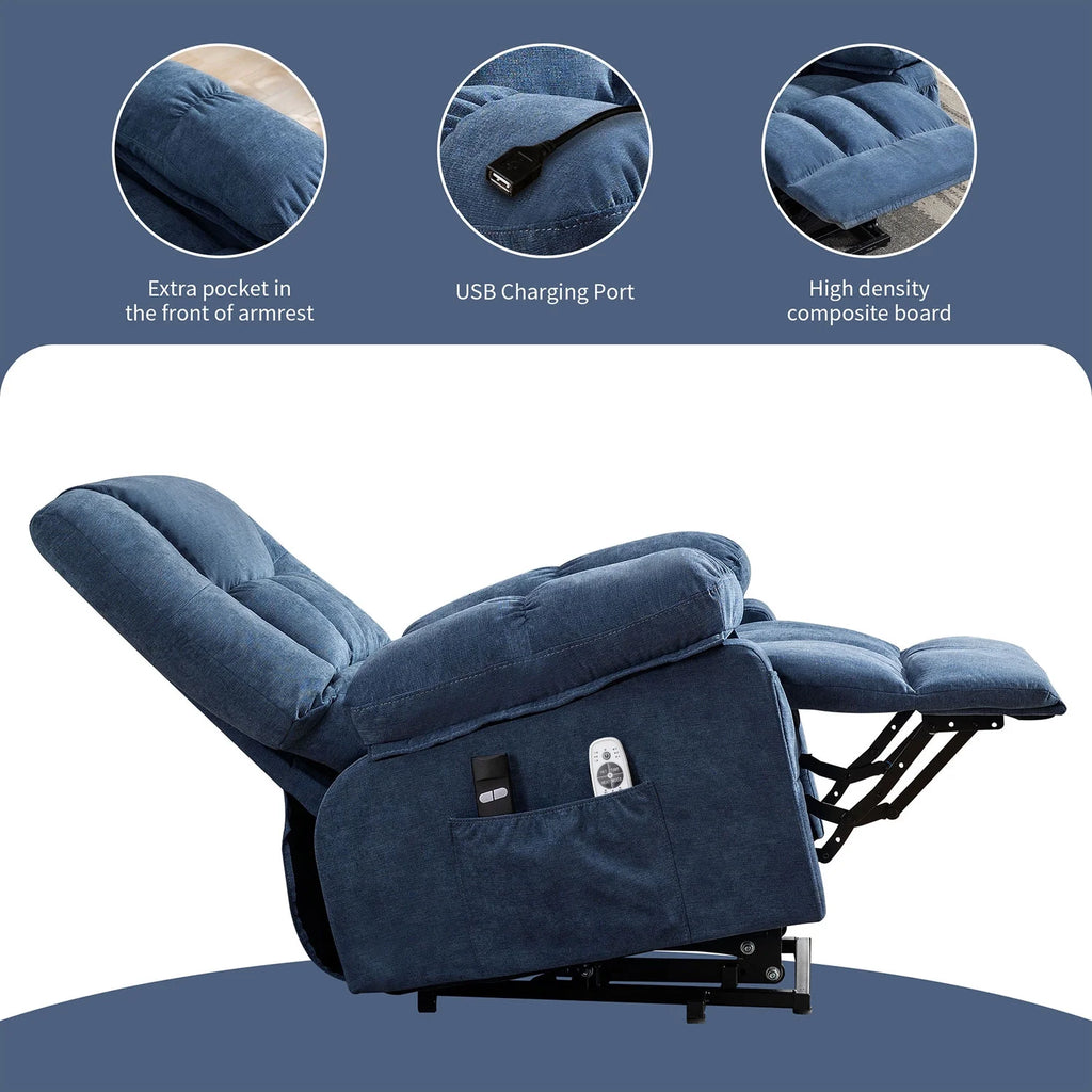 JONPONY Power Lift Recliner Chair Recliners for Elderly with Heat and Massage Recliner Chair for Living Room with Infinite Position and Side Pocket,USB Charge Port,Brown