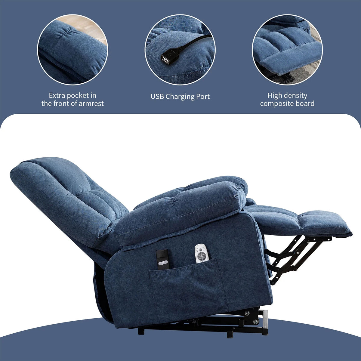JONPONY Power Lift Recliner Chair Recliners for Elderly with Heat and Massage Recliner Chair for Living Room with Infinite Position and Side Pocket,USB Charge Port,Brown