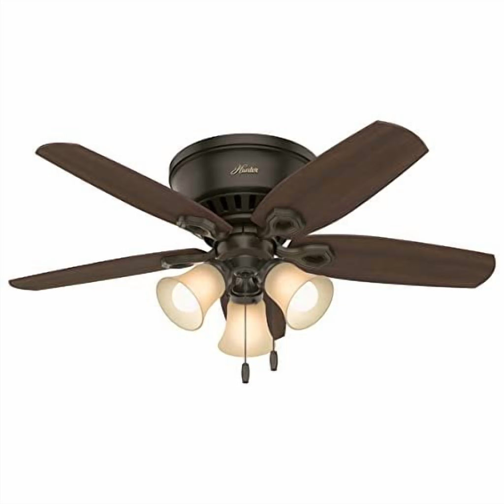 Hunter Fan Company, 51092, 42 inch Builder Brushed Nickel Low Profile Ceiling Fan with LED Light Kit and Pull Chain