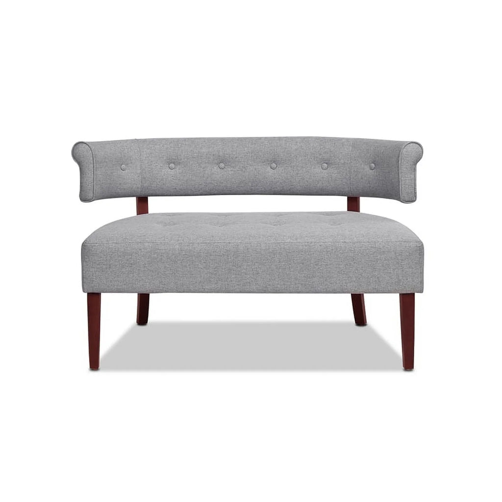 Jennifer Taylor Home Jared Roll Arm Tufted Polyester Fabric Bench, Sky Neutral Beige