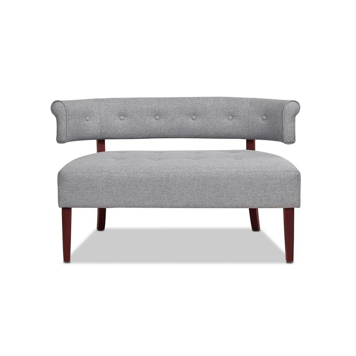 Jennifer Taylor Home Jared Roll Arm Tufted Polyester Fabric Bench, Sky Neutral Beige
