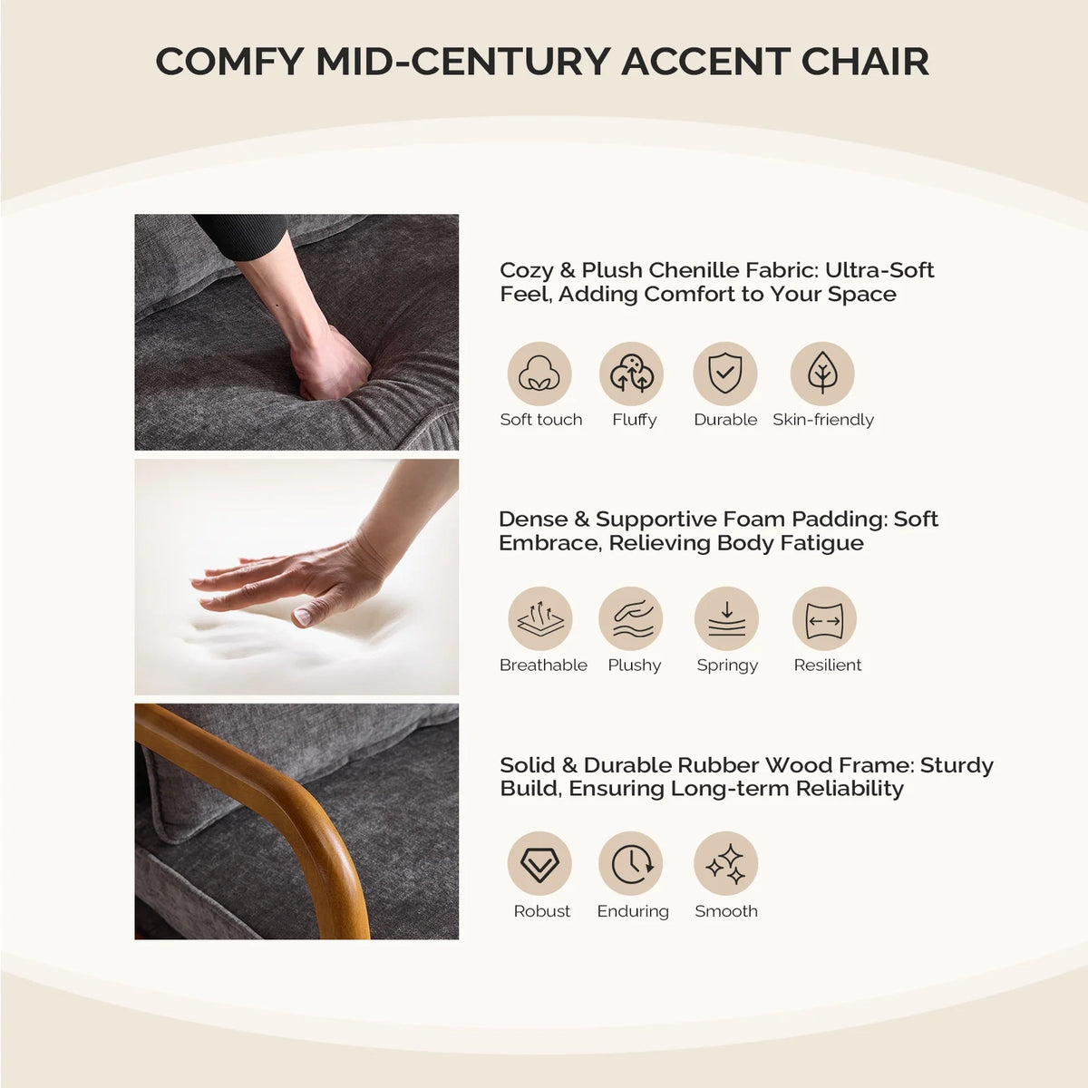 Ktaxon Accent Chair Corduroy Upholstered Armchair, Reading Club Chair with Pillow and Solid Wood Frame for Living Room Bedroom Furniture Off White