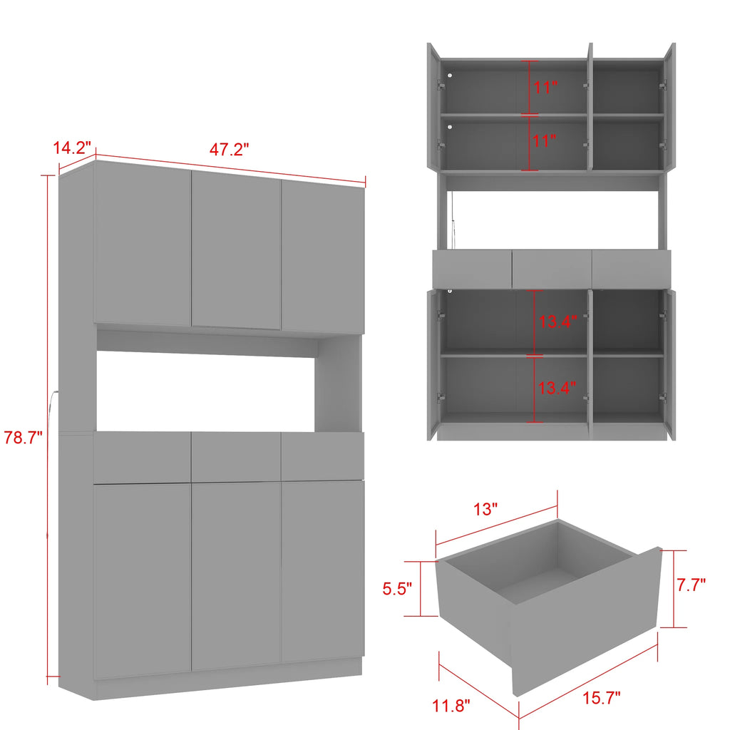 KULAGAGA Bookcases Organizer with LED Lights, Heavy Duty Display Cabinet with Glass Door for Living Room, 31.5" Wide