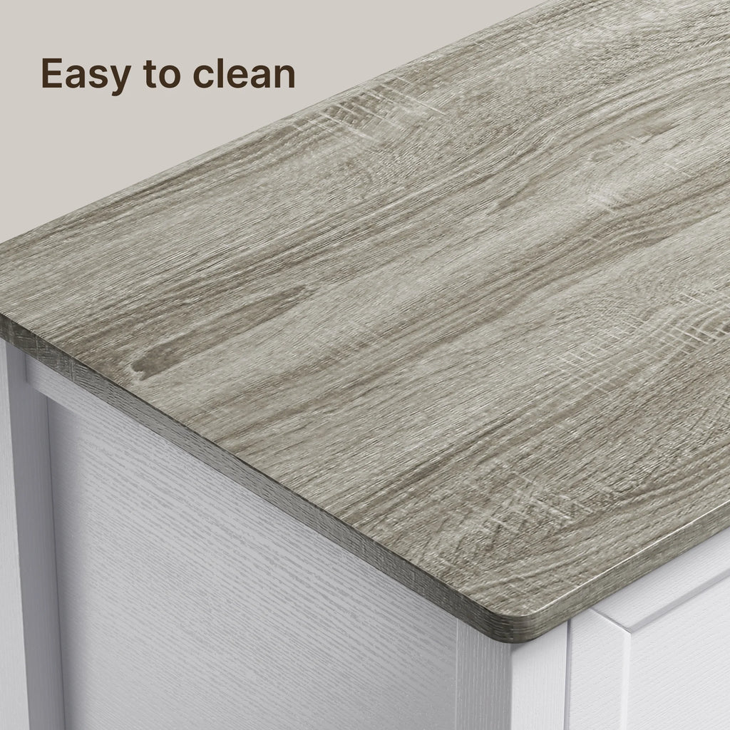 White Dresser, Lofka 6 Drawer Dresser for Bedroom, Chests of Drawers for Living Room, White Brown